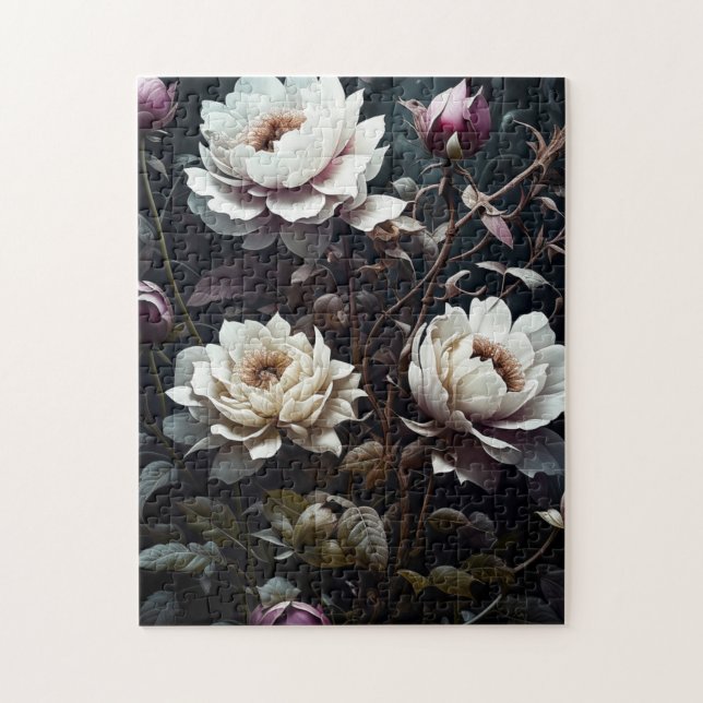 Black and White Roses Watercolor ai art Jigsaw Puzzle (Vertical)