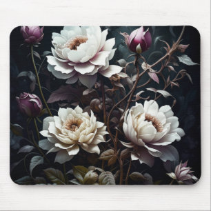Black and White Roses Watercolor ai art Mouse Mat