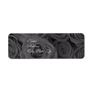 Black and White Roses Wedding Address Label