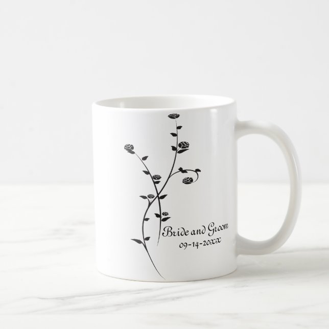 Black and White Roses Wedding Coffee Mug (Right)