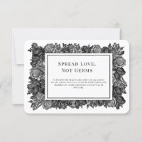 Black and White Roses Wedding Safety Card