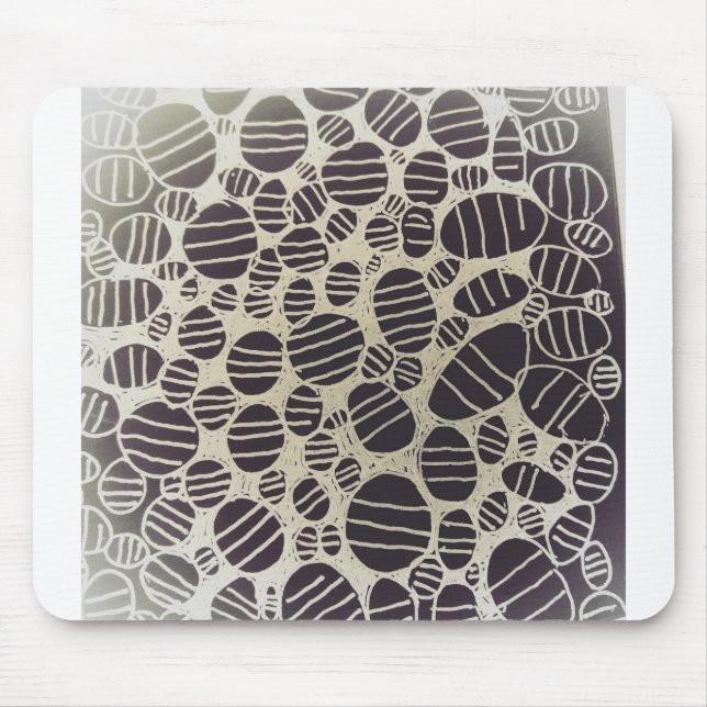 Black and white round abstract art design mouse mat (Front)