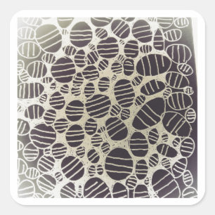 Black and white round abstract art design square sticker