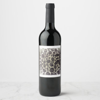 Black and white round abstract art design wine label