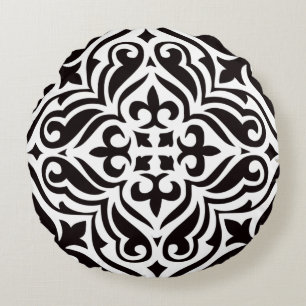 Black and white round cushion