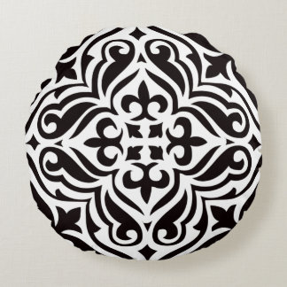 Black and white round cushion