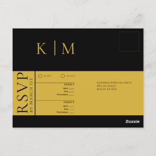 Black and White-RSVP-Wedding- Postcard