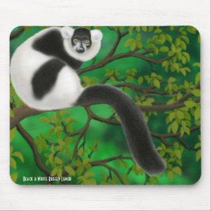 Black and White Ruffed Lemur Mousepad