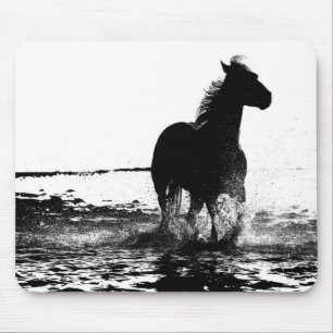 Black And White Running Horse Modern Pop Art Mouse Mat