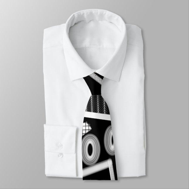 Black And White Runway Fashion Inspired Neck  Tie (Tied)
