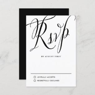 Black and White Rustic Calligraphy Wedding RSVP Card