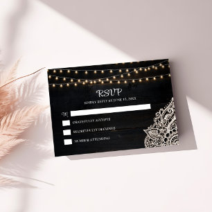 Black and White Rustic Elegance RSVP Card