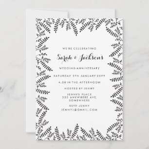 Black and White Rustic Elegant Anniversary Party Invitation