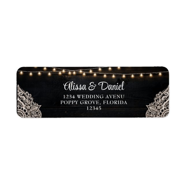 Black and White Rustic Elegant Wedding Address  (Front)