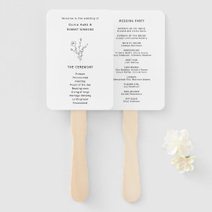 Black and White Rustic Floral Wedding Programs Han Hand Fan