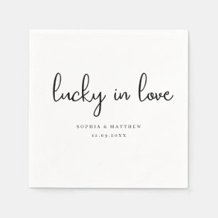 Black and White Rustic Lucky in Love Napkin