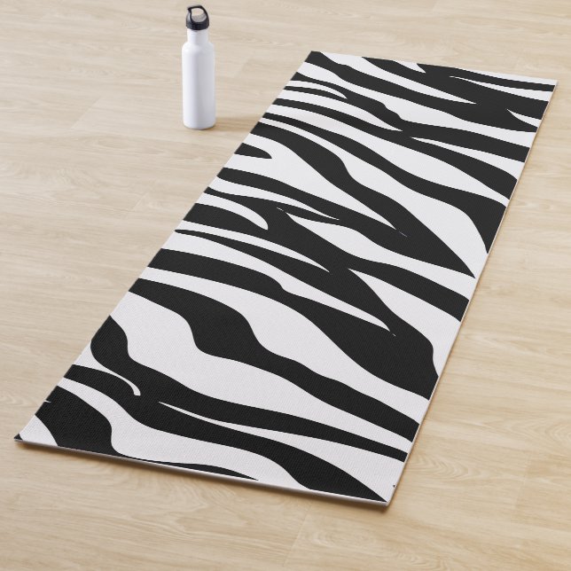 Black and White Safari Zebra Animal Print  Yoga Mat (In Situ)