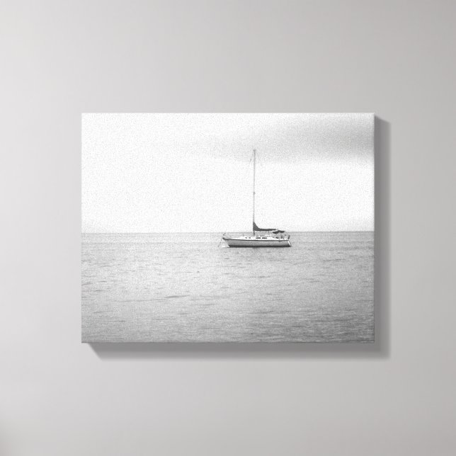 Black and White Sailboat Photo Canvas Print (Front)