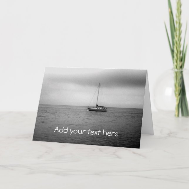 Black and White Sailboat Photo Card (Front)