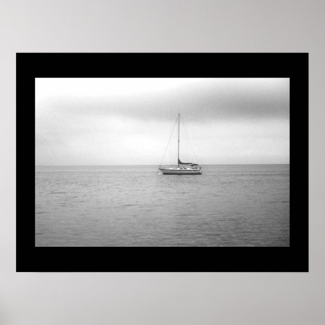 Black and White Sailboat Photo Poster (Front)
