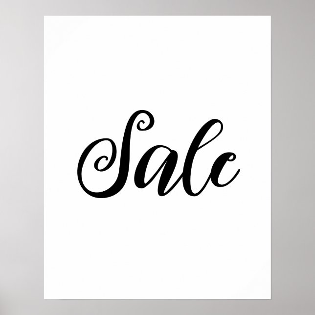 Black and White Sale Sign, Retail Store Poster (Front)
