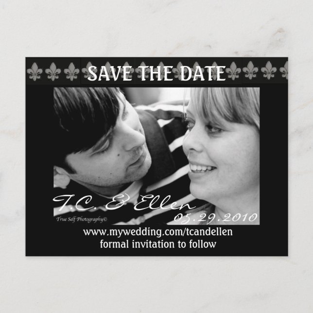 Black and White Save the Date Announcement Postcard (Front)
