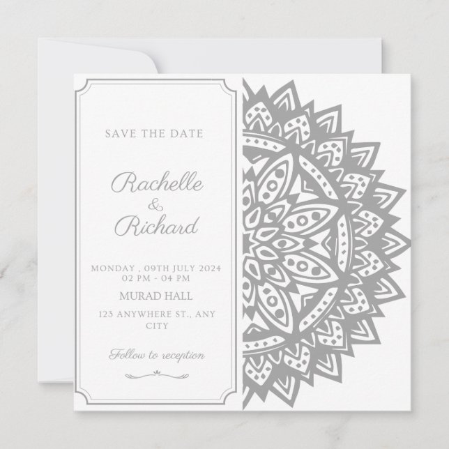 Black and White Save The Date Invitation (Front)