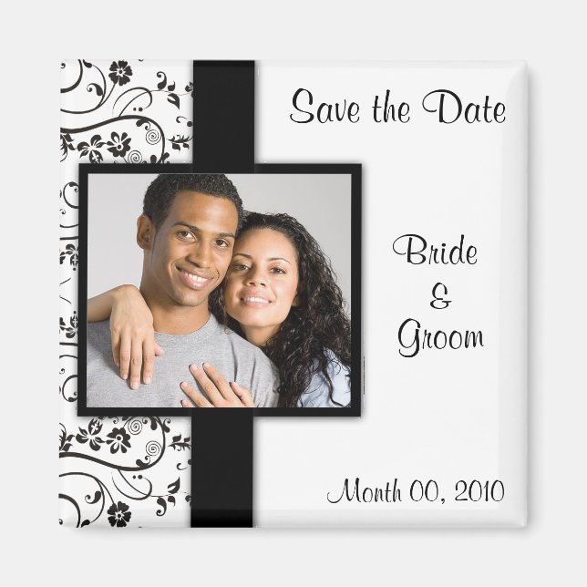 Black and White Save the Date Photo Magnets (Front)