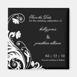 Black and White Save the Date Wedding Magnet