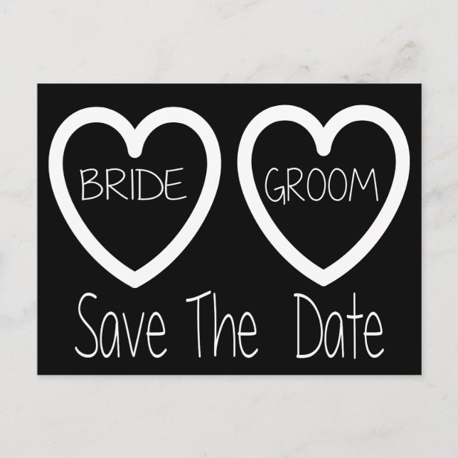 Black And White Save The Date Wedding Postcard (Front)