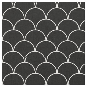 Black and White Scallop Pattern Fabric
