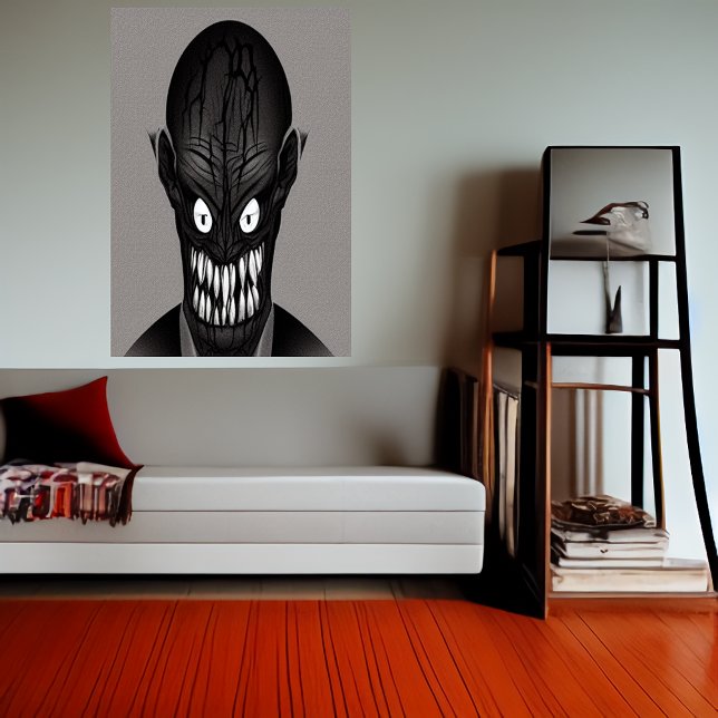 Black and white scary monster head | AI Art Poster (Creator Uploaded)