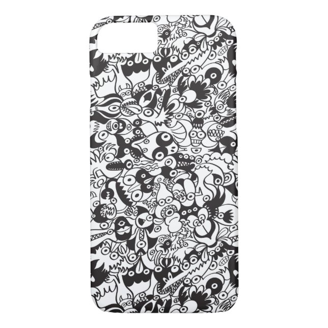 Black and white scary monsters in doodle art style Case-Mate iPhone case (Back)