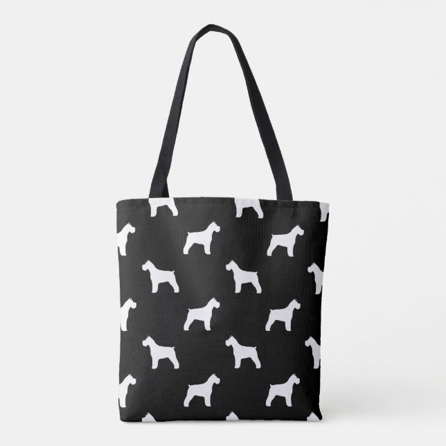 Black and White Schnauzer Silhouettes Patterned Tote Bag (Back)