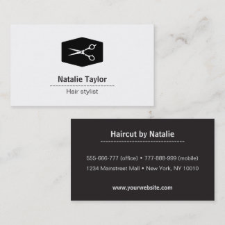 Black and White Scissor Hairstylist Business Cards