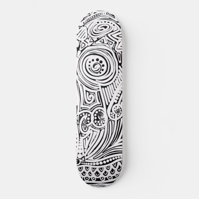 Black And White Scratch And Dot Art  Skateboard (Front)