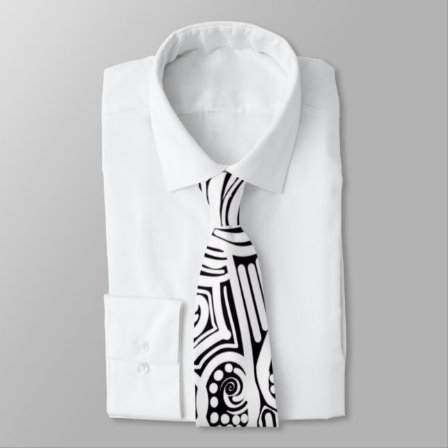 Black And White Scratch And Dot Art  Tie (Tied)