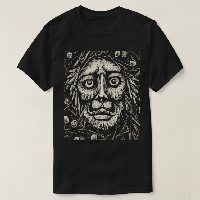 Black and White Scratchboard T-Shirt (Design Front)