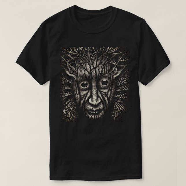 Black and White Scratchboard T-Shirt (Design Front)