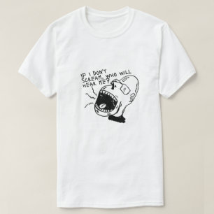 Black and White Screaming Face Graphic T-Shirt