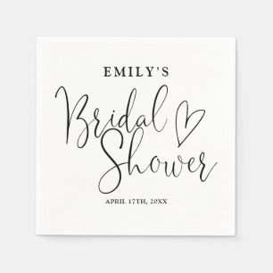 Black And White Script Calligraphy Bridal Shower Napkin