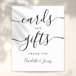 Black And White Script Cards And Gifts Sign<br><div class="desc">This elegant black and white script minimalist cards and gifts sign is perfect for all celebrations. Designed by Thisisnotme©</div>