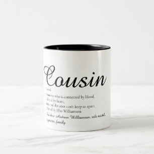 Black and White Script Cool Cousin Definition  Two-Tone Coffee Mug