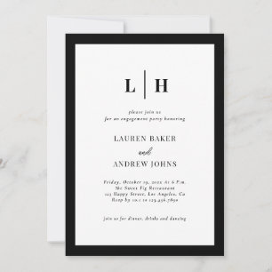 Black And White Script Engagement Party Invitation