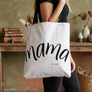 Black and White Script Mama Established Elegant Tote Bag