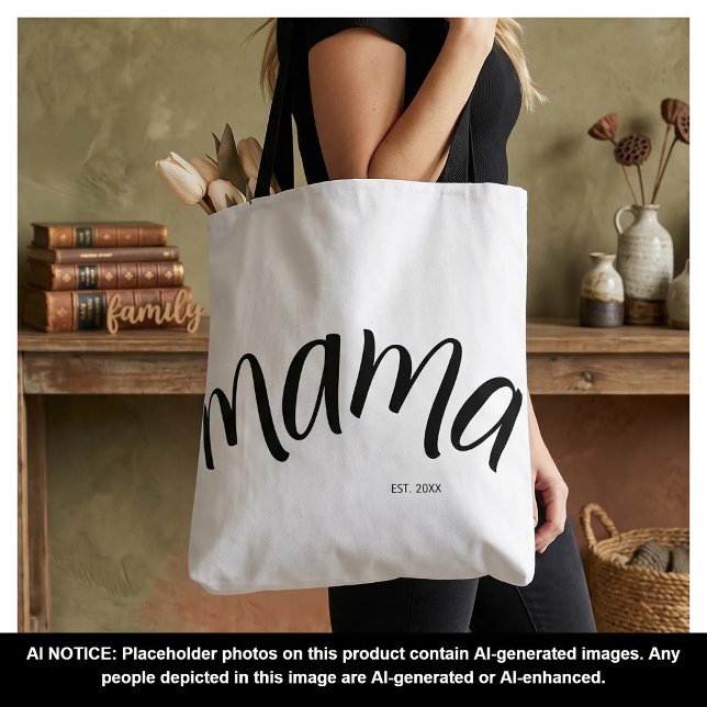 Black and White Script Mama Established Elegant  Tote Bag (Creator Uploaded)