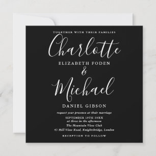 Black And White Script Minimalist Wedding Invitation
