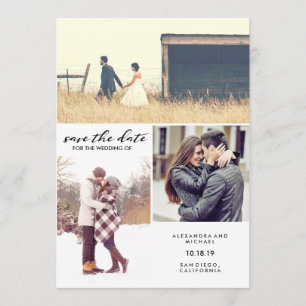 Black and White Script Modern Photo Save the Date