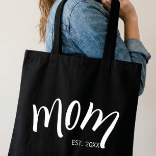 Black and White Script Mum Established Elegant Tote Bag