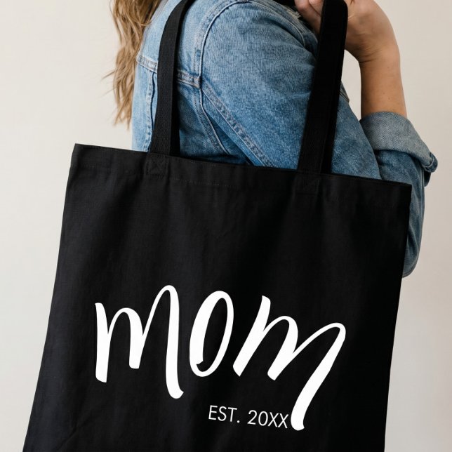 Black and White Script Mum Established Elegant  Tote Bag (Creator Uploaded)